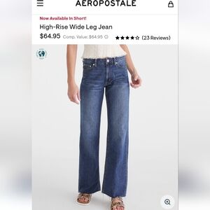 NWT Aeropostale Women's High Rise Wide Leg Lightweight Luxe Jeans 16R